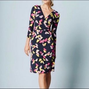 Boden Faux Wrap Dress - Bird Print
